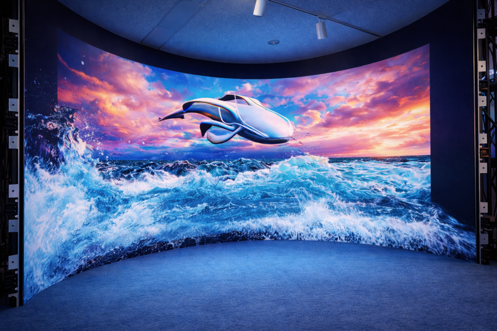 ショールームに展示されたLEDビジョン